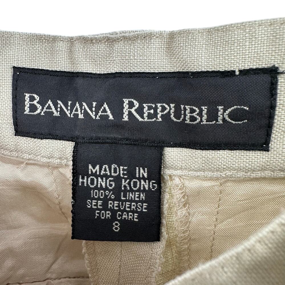 Banana Republic Size 8 Khaki Shorts 100% Linen Vintage Safari Outdoors Active - Picture 4 of 4